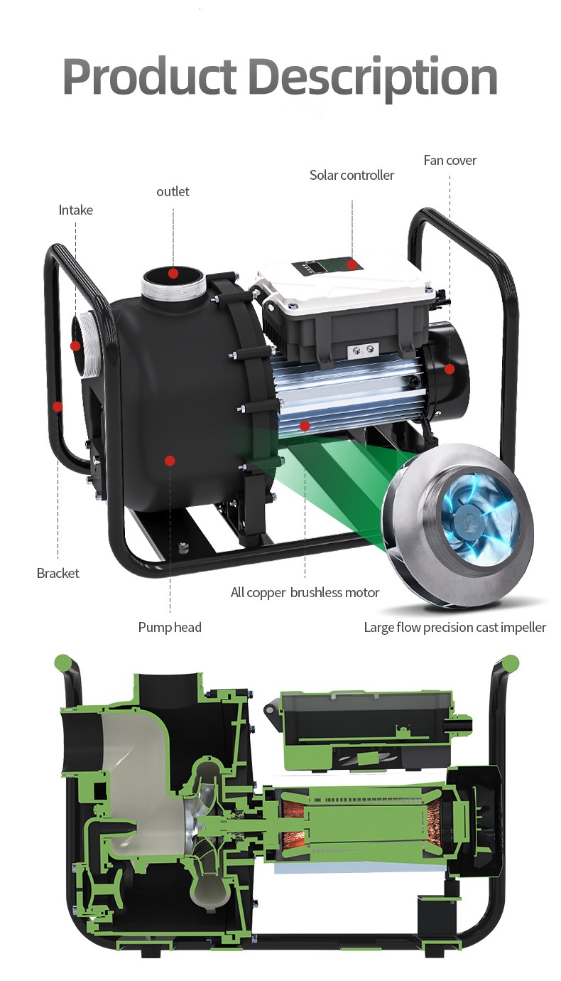 Solar water pump for a pond Faushun Technology